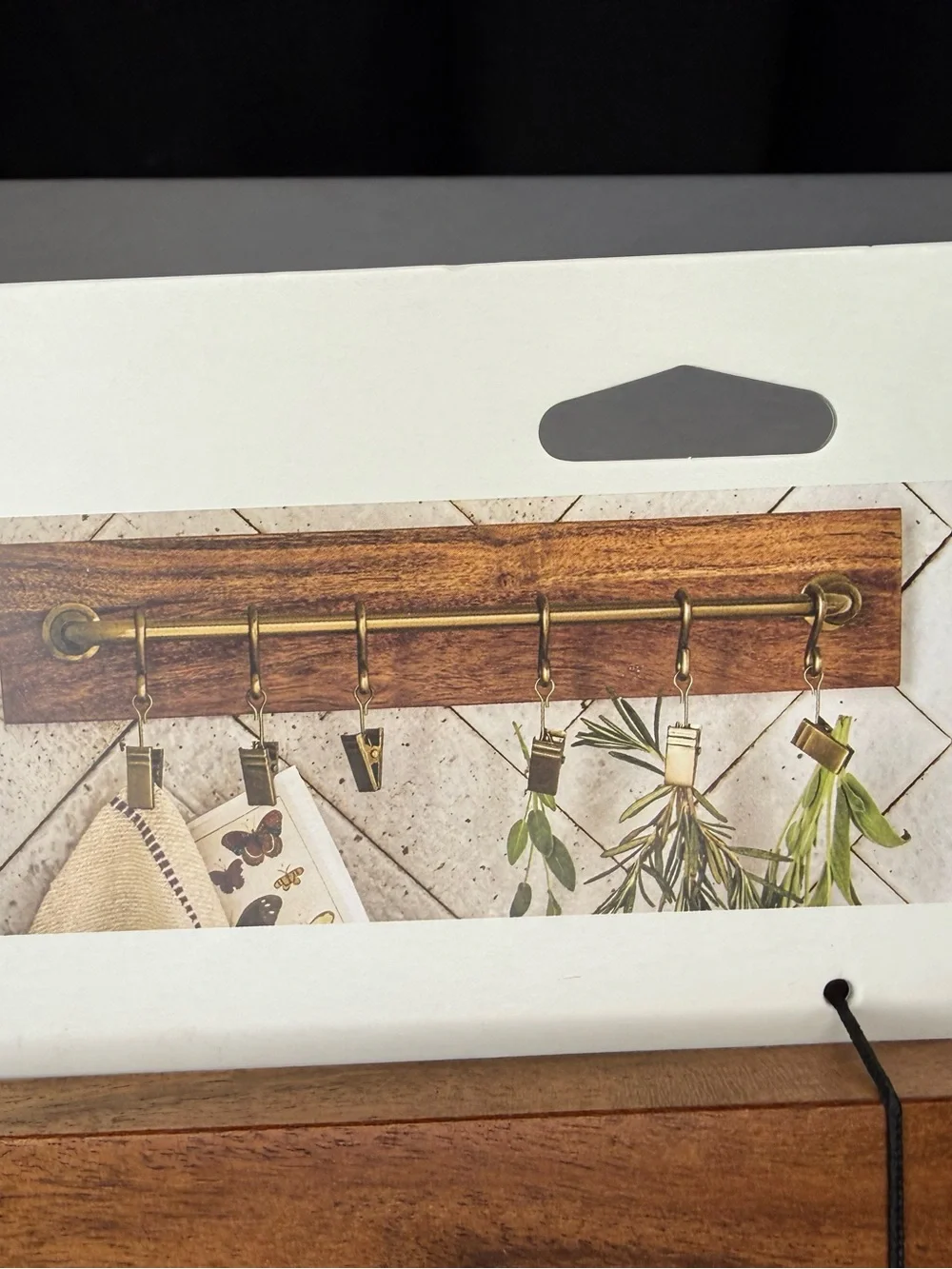 Hearth & Hand Brass & Wood Rail with Rail Clips 15” - NWT